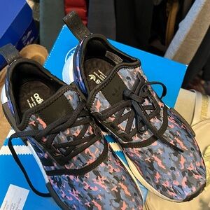 Adidas Blue and Pink Camouflage Sneakers